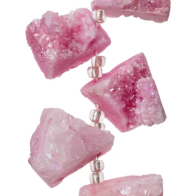Pink Dyed Druzy Agate Nugget Beads by Bead Landing™