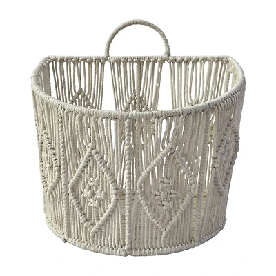 Large White Macrame Hanging Basket by Ashland®