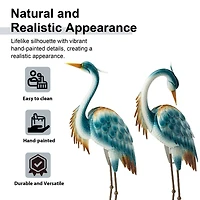 Glitzhome® Metal Standing Crane Garden Statue with Stakes Set