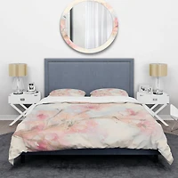 Designart 'Pink Blossoms Branch' Shabby Bedding Set