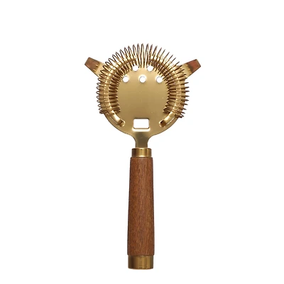 7.75" Gold Metal & Wood Cocktail Strainer by Ashland®