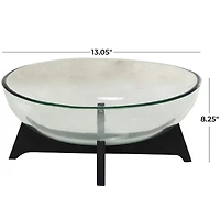 18" Clear Glass Kitchen Serving Bowl with Black Wooden Base
