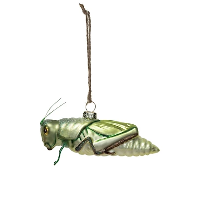 Hello Honey® 2.25" Green Hand-Painted Glass Grasshopper Ornament with Glitter