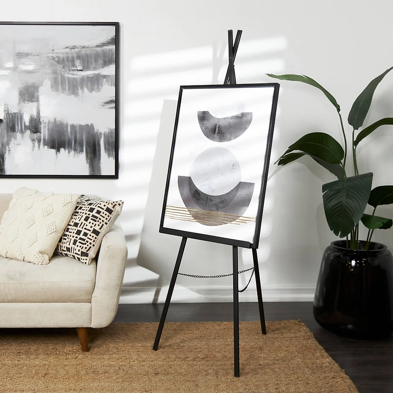 66.5" Black Metal Adjustable Minimalistic Floor Easel