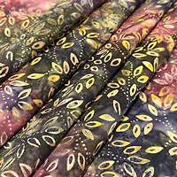 Feldman Premium Indonesian Batik Plum & Olive Leaves Cotton Fabric