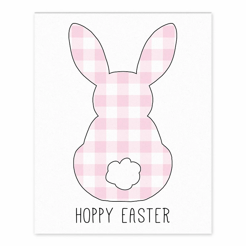Pink Buffalo Check Bunny Silhouette Tabletop Canvas