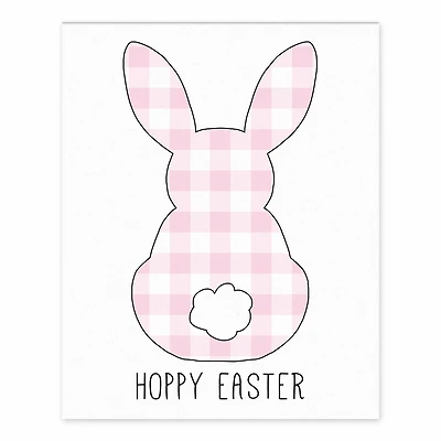 Pink Buffalo Check Bunny Silhouette Tabletop Canvas