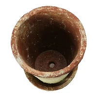 Hello Honey® 7" Distressed Terra Cotta Cement Planter with Saucer Set
