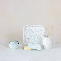 Hello Honey® 8" Blue & White Enameled Splatterware Butter Dish