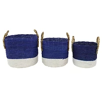 Blue Seagrass Coastal Storage Basket Set