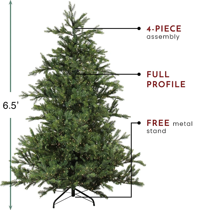6.5ft. Pre-Lit Real Touch™️ Oregon Noble Fir Artificial Christmas Tree, Warm White LED Lights