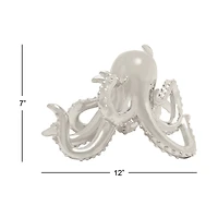 12" Silver Coastal Octopus Sculpture