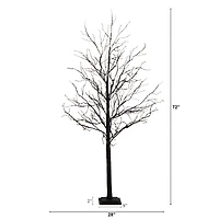 6ft. Orange & Purple LED Pre-Lit Halloween Deluxe Black Twig Artificial Fall Tree
