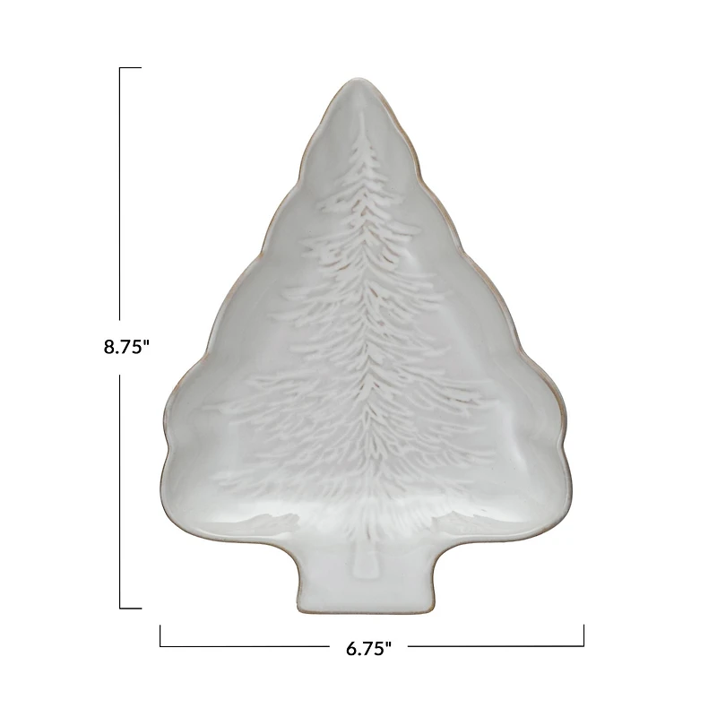 Hello Honey® 8.75" White Reactive Glaze Stoneware Tree-Shaped Plate