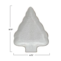 Hello Honey® 8.75" White Reactive Glaze Stoneware Tree-Shaped Plate