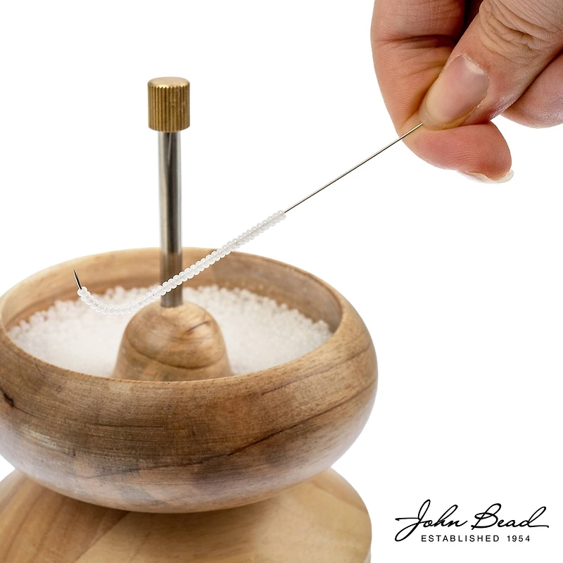 John Bead 4.5" x 5.5" Spin that Bead! Wooden Bead Spinner with 2 Needles