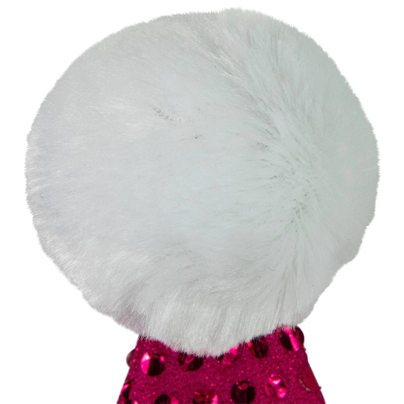 19" Fuchsia Pink Paillette with White Trim Adult Santa Hat