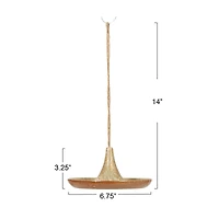 Hello Honey® 6.75" Tan Stoneware Bird Feeder with Jute Hanger