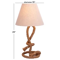 Brown Jute Rope and Iron Rustic Table Lamp, 29" x 15" x 15"