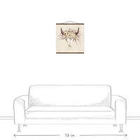 Skull With Flowers 20" x 20" Teak Hanging Canvas