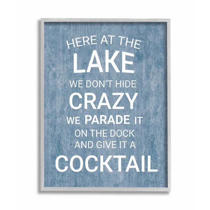 Stupell Industries Crazy Funny Lake Party Gray Framed Wall Art