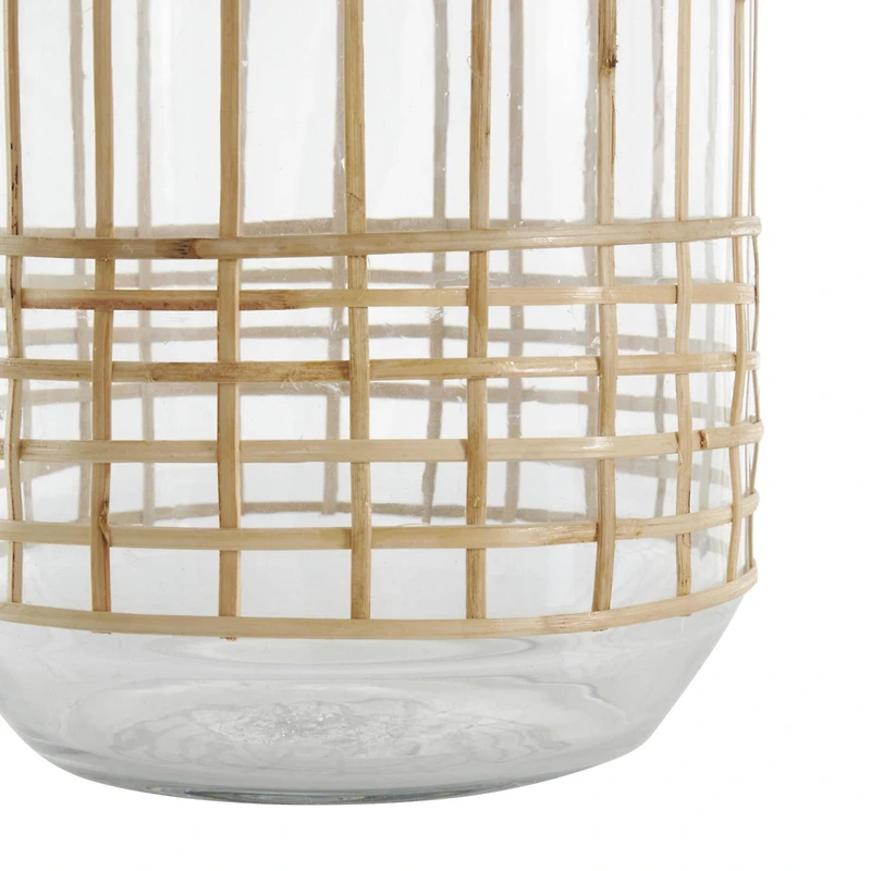 Clear Rattan Grid Wrapped Glass Vase Set