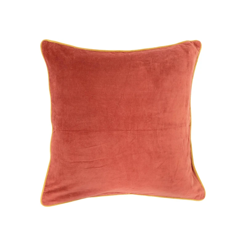 Rust with Mustard Mustard Piping Cotton Velvet Pillow