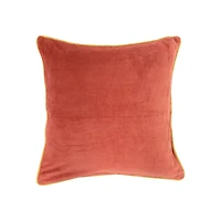 Rust with Mustard Mustard Piping Cotton Velvet Pillow