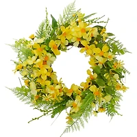 23" Yellow & Green Daisy & Berry Floral Spring Wreath