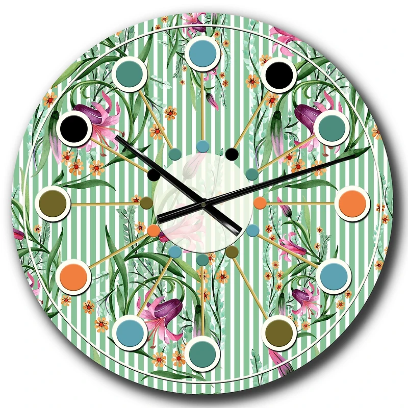 Designart 'Floral Botanical Retro Ix Mid-Century Modern Wall Clock