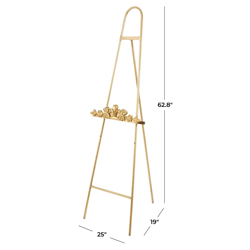 63" Gold Metal Arched Foldable 2-Tier Display Easel with Vine Emblem