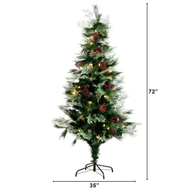 6ft. Fiber Optic Warm White LED Lights Artificial Christmas Tree