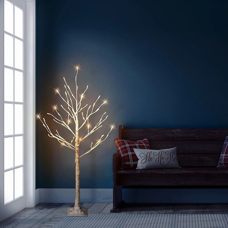 4ft. Pre-Lit White Artificial Artificial Twig Tree, 2ct.