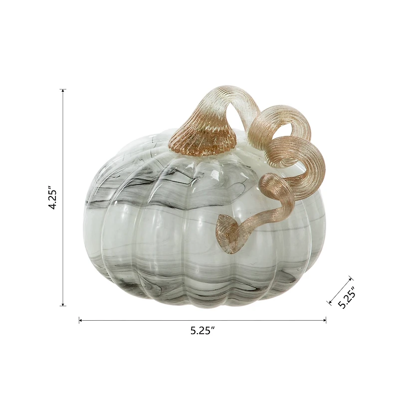 Glitzhome® Small Marble Glass Pumpkin, Gray