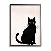 Stupell Industries Halloween Black Cat Silhouette Framed Giclee Art
