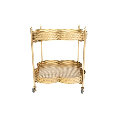 Hello Honey® 28.5" 2-Tier Clover Shaped Metal Bar Cart on Caster Wheels