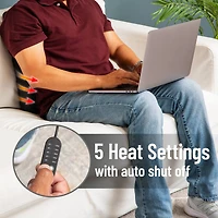 Mind Reader Heated Air-Cloud Lumbar Cushion, Ergonomic Memory Foam Back Support Pillow with Adjustable Heat Settings and Timer, Black