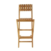 Set of 2 Brown Teak Wood Traditional Outdoor Bar Stool, 18" x 45"