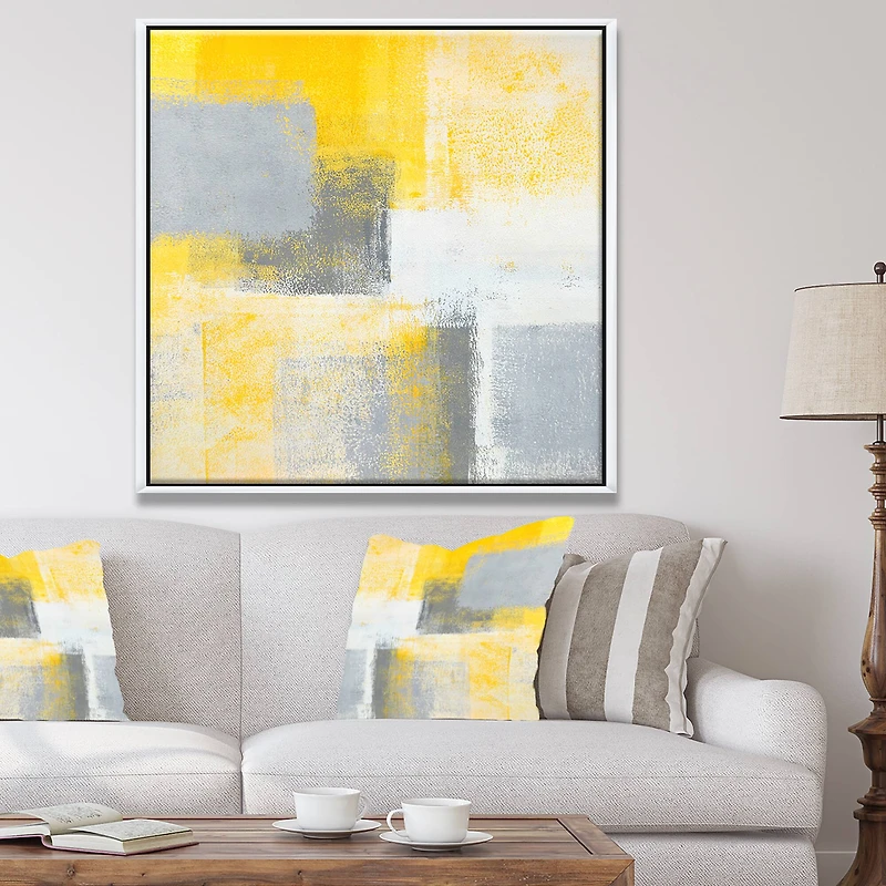 Designart - Grey and Yellow Blue Abstract IXX