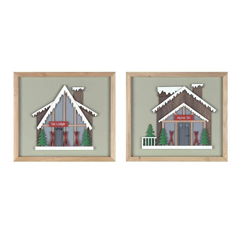 Framed Ski Lodge Wall Art Set
