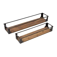 Honey Can Do Floating Decorative Metal & Wood Wall Shelves Set