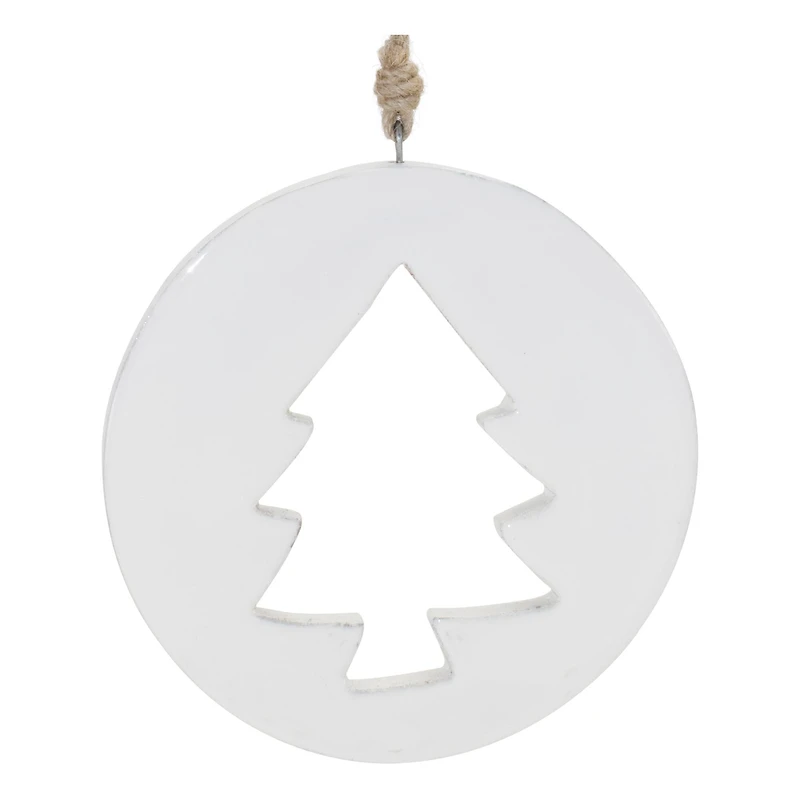 White Wood Pine Tree Cut-Out Ornaments Set