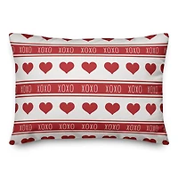 XOXO & Heart Stripes Throw Pillow