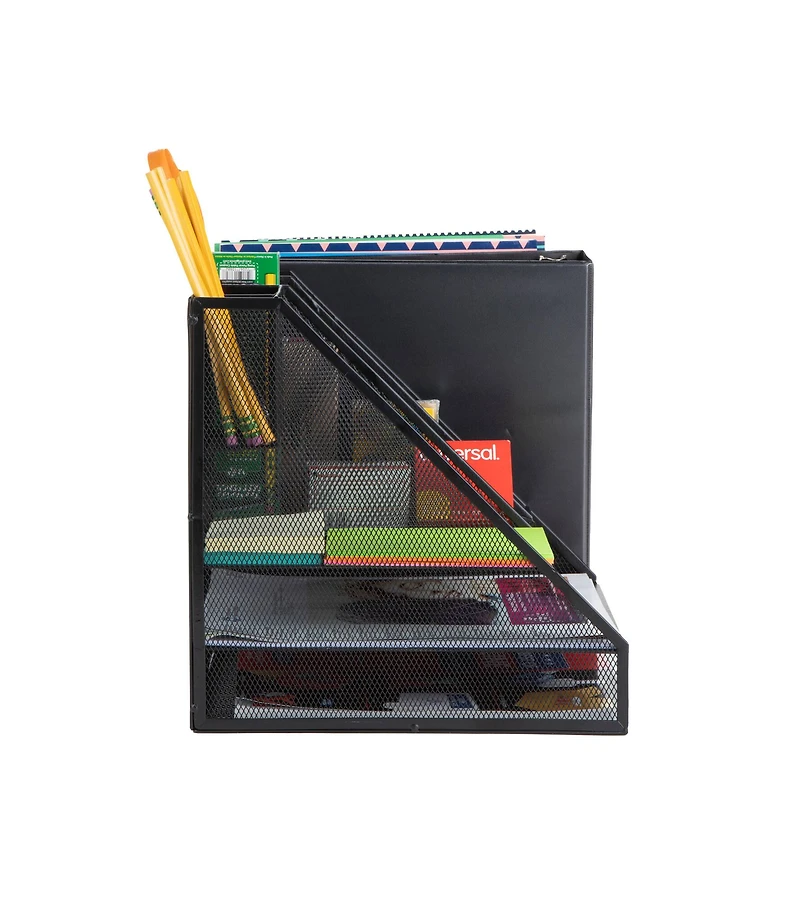 Mind Reader Black 8 Compartment Desktop Document Letter Tray