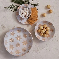 Hello Honey® 8.25" White & Orange Stoneware Snowflake Dinnerware Bowls, 4ct.