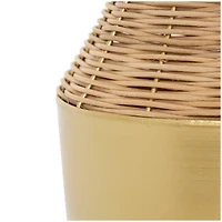 15" Brown & Gold Rattan Handmade Woven Vase