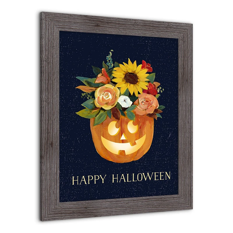 Floral Jackolantern 16" x 20" Western Gray Framed Print