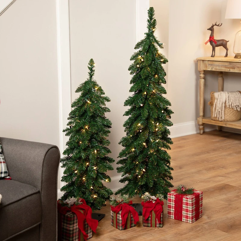 4ft. Pre-Lit Pencil Alpine Artificial Christmas Tree, Clear Lights