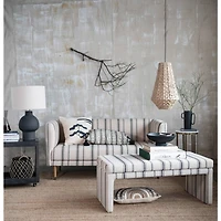 Hello Honey® 12" Black Modern Wood Footed Serving Bowl with Carved Circles