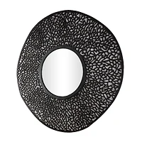 45" Black Abstract Aluminum Wall Mirror with Open Lattice Frame